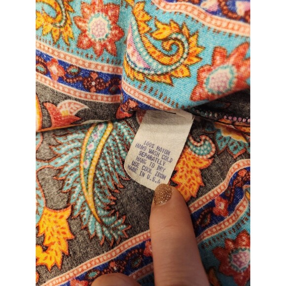 Vintage 80s Ruth Norman Signature Kaftan Style Top Size Medium Shoulder Pads - Picture 5 of 12